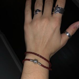 Pandora Red Leather charm bracelet